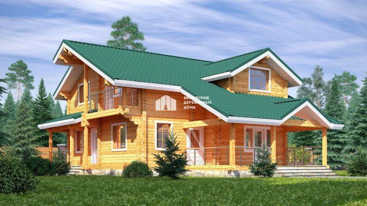 Проект дома из оцилиндрованного бревна «Лесная гора»