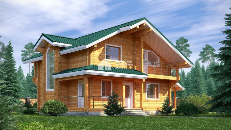 Проект дома из рубленного бревна «Лесная гора»