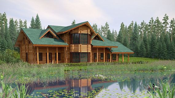 Проект дома из оцилиндрованного бревна «Дом у озера»